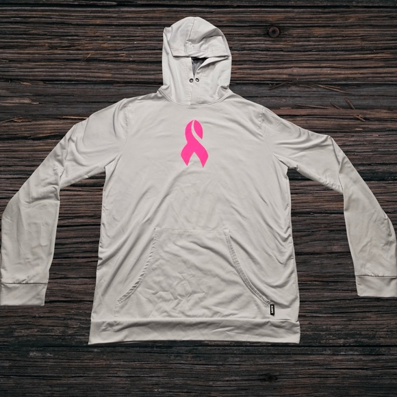 Sleefs Tops - Sleefs Performance Hoodie Pink Ribbon Awareness White Unisex XL